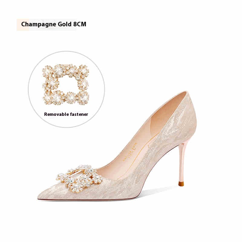 Champagne French Engagement Two-way High Heels foto 3