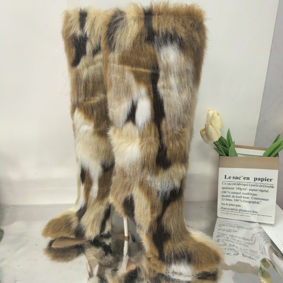 High Heel Fur Boots Fur Boots High Tube Stiletto Heel Fur Boots foto 3