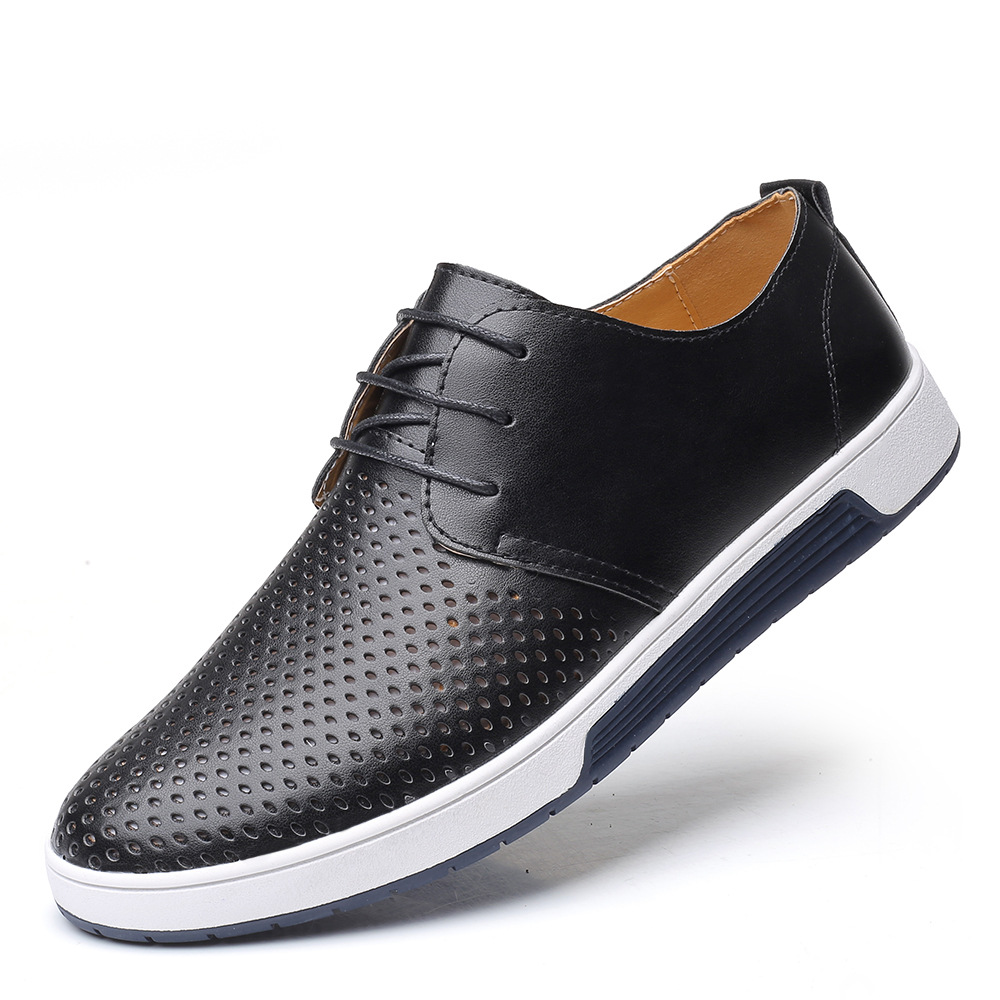 Men's Casual Plus Size Fashion Hollowed-out Hole Perforated Leather Shoes foto 5