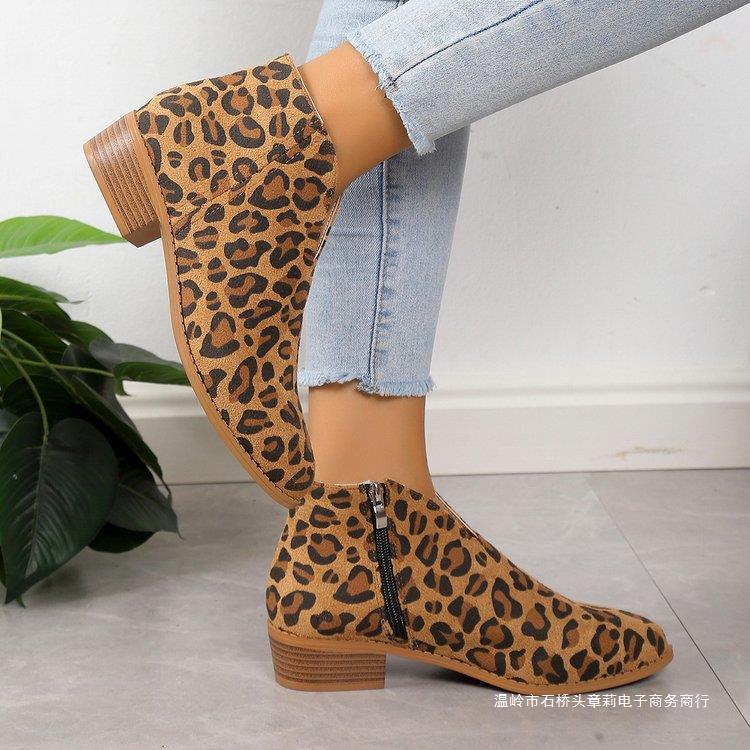 V Cut Chelsea Women's Chunky Heel Pointed Ankle Boots foto 3