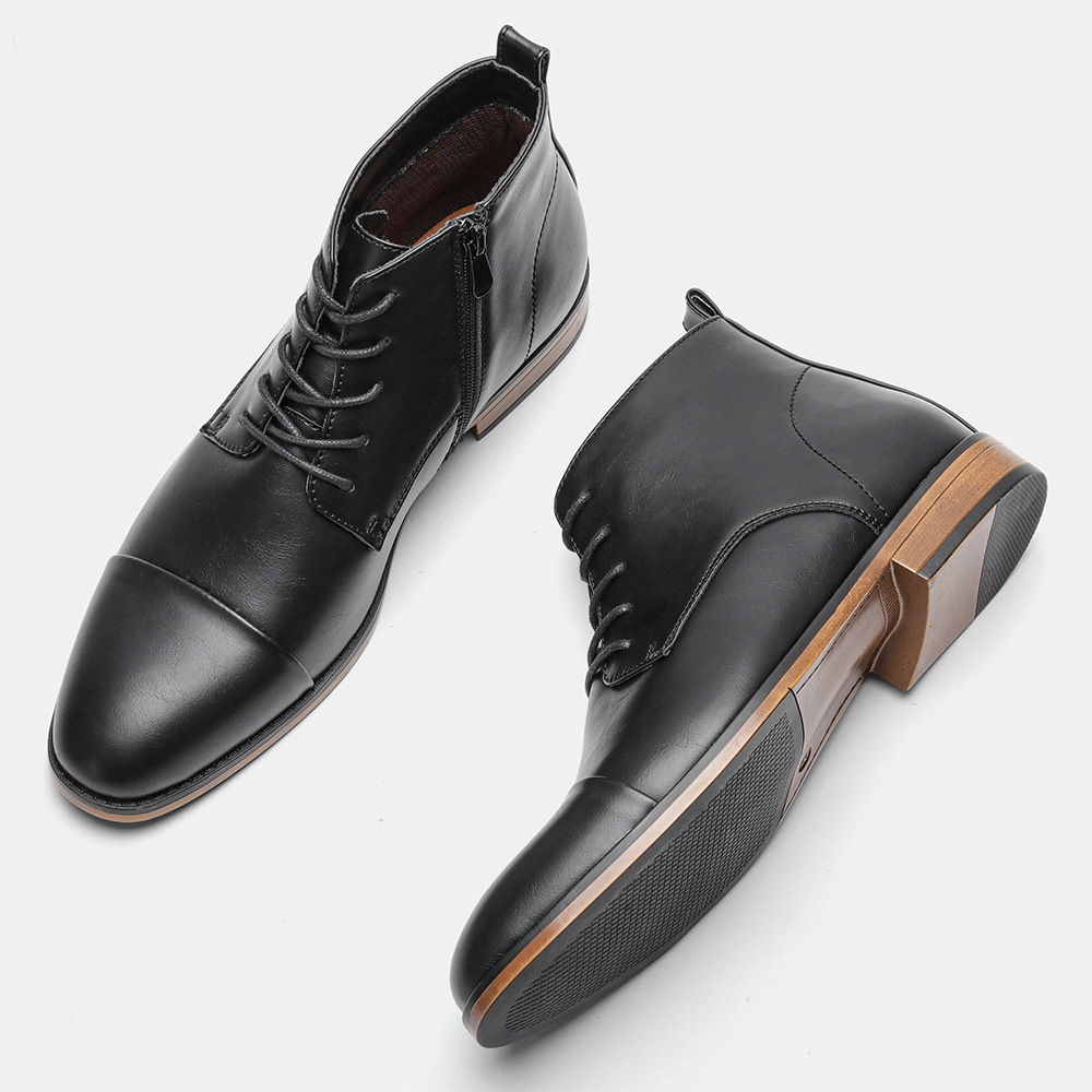 Plus Size Men's Chelsea Boots Inside Zipper Leather Boots foto 4