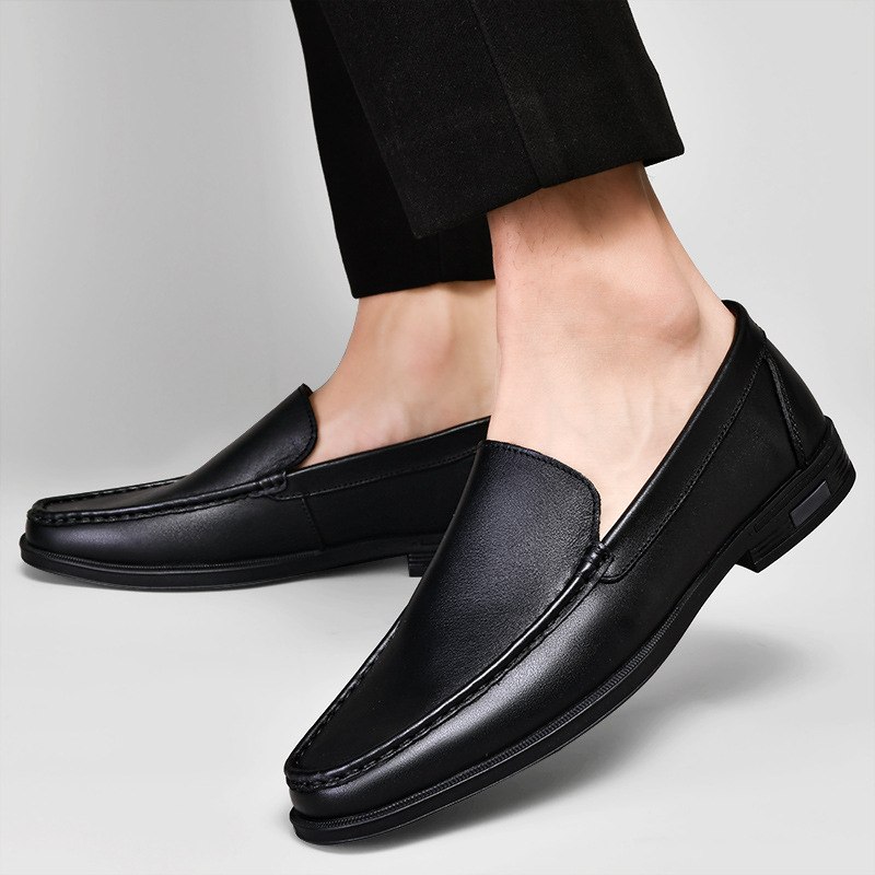 Authentic Leather Loafers Soft Bottom Breathable Lazy Wild Business Shoes foto 4