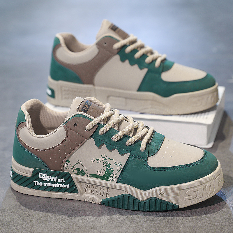 Leather Casual Sports Fashionable Platform Height Increasing Youth Trendy Men's Shoes foto 4