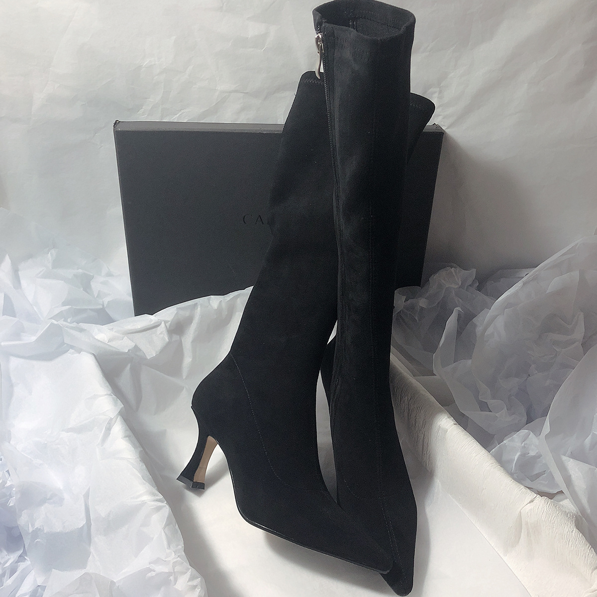 Women's Simple Side Zip High Heel Boots foto 4