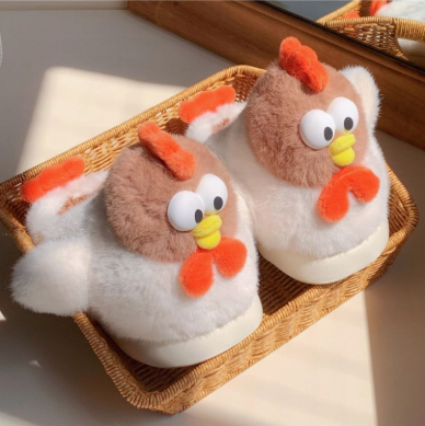 Cute Warm Furry Cotton Funny Cartoon Chick Cotton Slippers foto 4