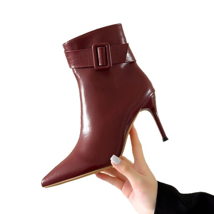 Womens Pointed-toe Stiletto Short Booties foto 3