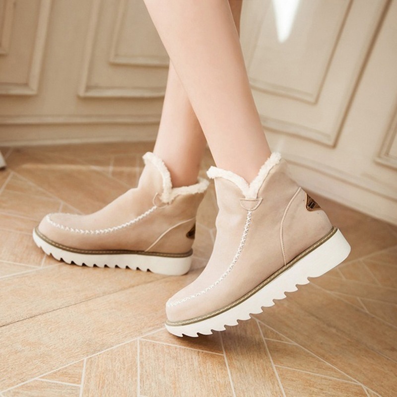 Womens Flat Thick-soled Slip-on Insulated Low-cut Cotton Boots foto 4