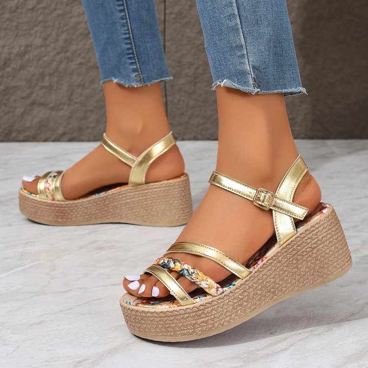 Womens Color-Block Round-Toe Open-Toe Sandals foto 3