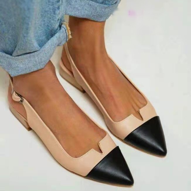 Spring Summer New Women's Shoes Pointed Flat Bottom Pumps Color Matching Low Heel Shoes foto 4