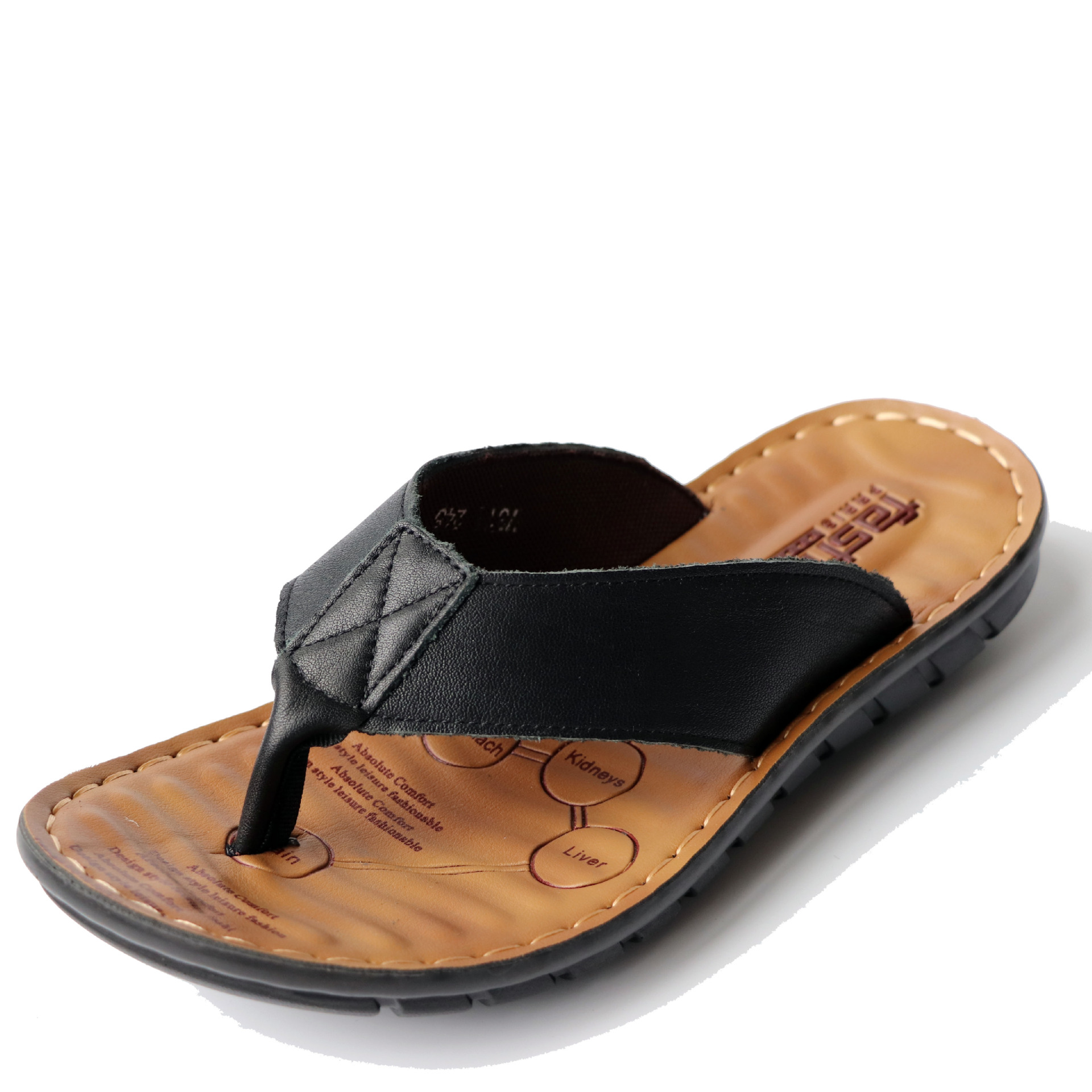 Summer New Cowhide Men's Flip Flops Sandals foto 4