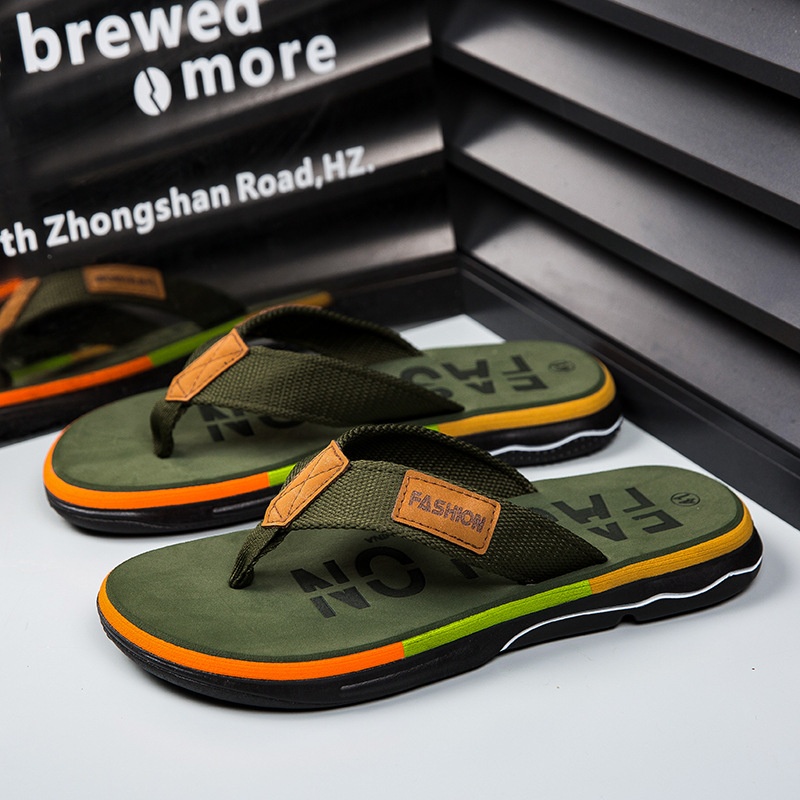 Men's Flip Flops Summer Outdoor Non-slip Soft Bottom Sandals Woven Belt Clip foto 2