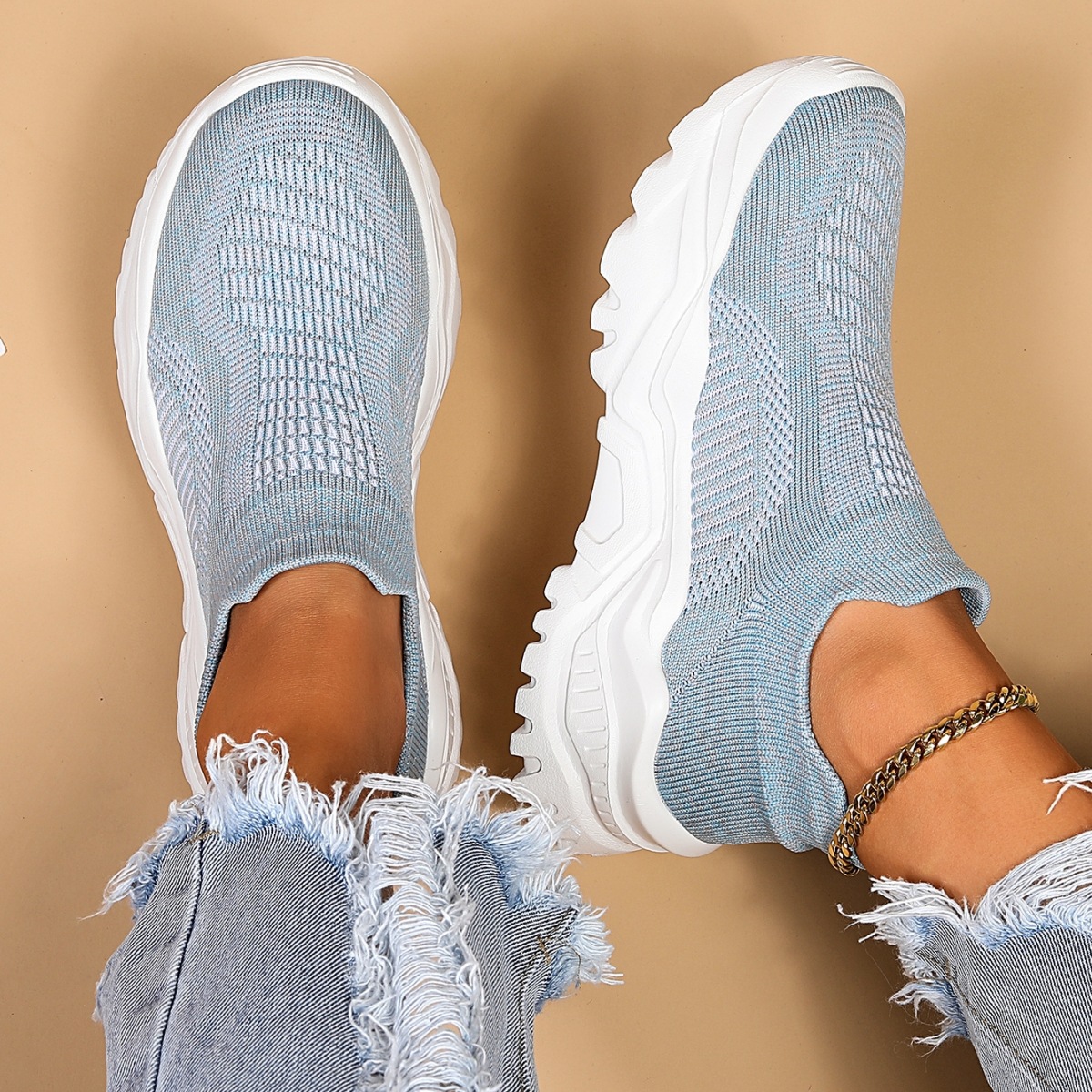 Sports Women's Breathable Flying Woven Socks Slip-on Lazy Shoes foto 2