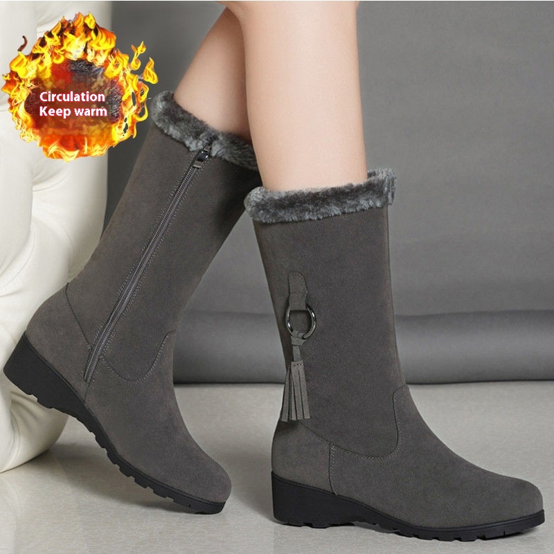 Long Furry Mouth Fleece-lined Martin Boots Autumn And Winter New
