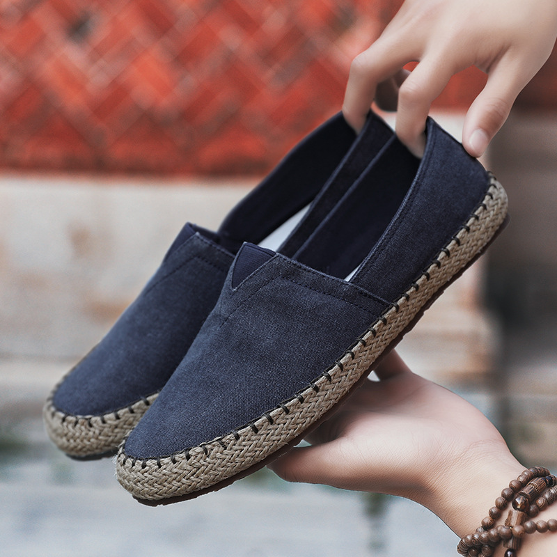 Summer Breathable Canvas Slip-on Lofter Men's Casual Linen Cloth Shoes foto 4