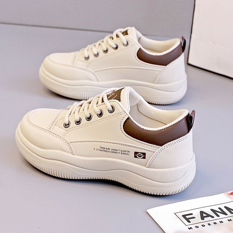 Women's Korean-style All-match Leather White Shoes foto 5
