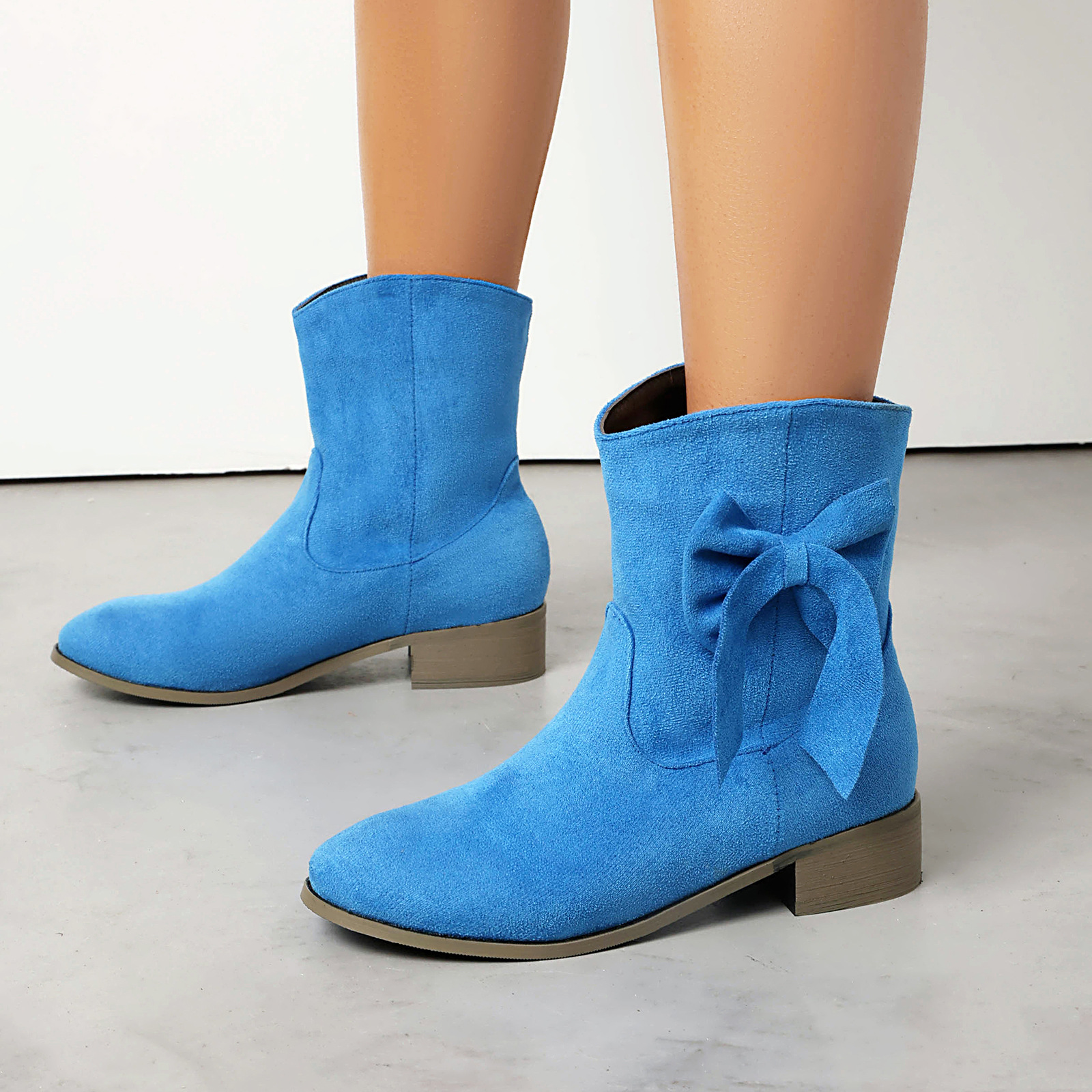 Low Heel Suede Large Size Sweet Bow Casual Boots foto 3
