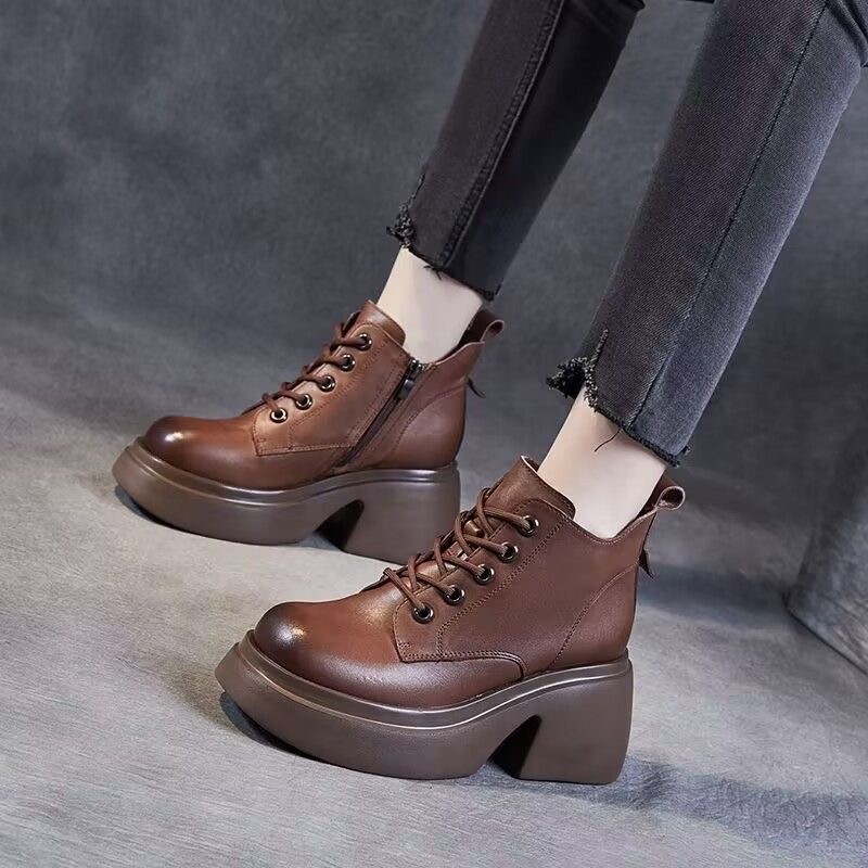 Womens Mid-calf Boots With Thick Chunky Heels foto 3