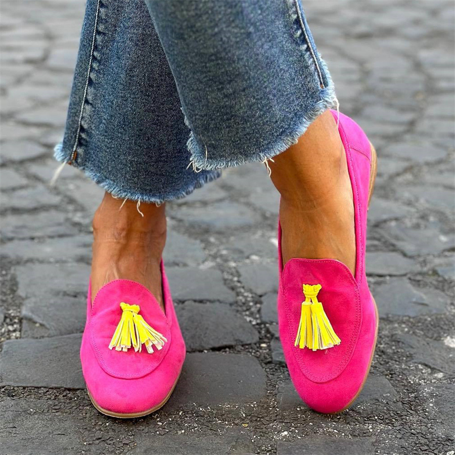 Spring And Autumn Flat Round Head Shallow Mouth Tassel Casual Pumps Women foto 3