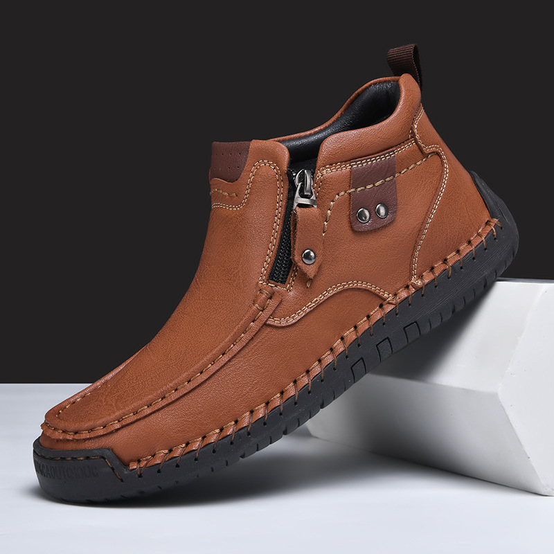 Slip-on Men's Short Boots Fashion Mid-Top Martin Boots foto 2