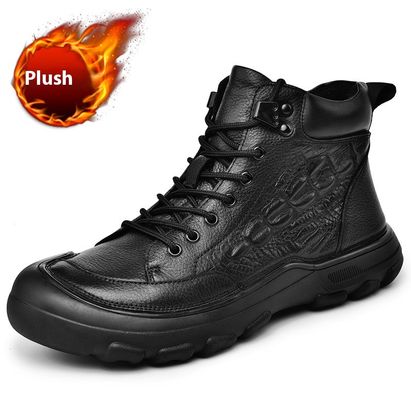 Top Layer Cowhide High-top Men's Martin Boots With Zipper Non-slip Wear-resistant foto 4