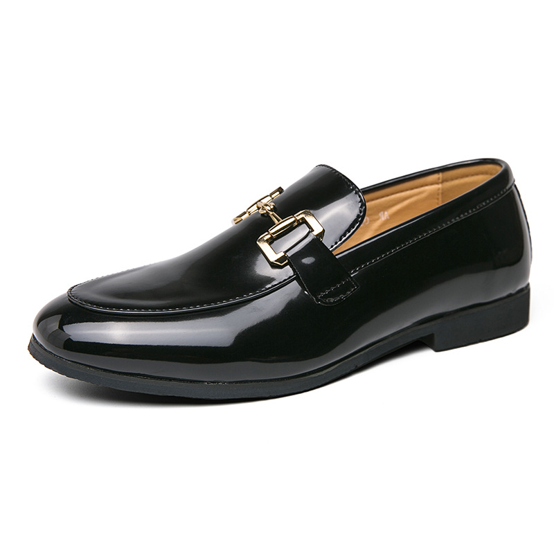 Men's Solid Color Glossy Loafers Plus Size Casual Leather Shoes foto 5
