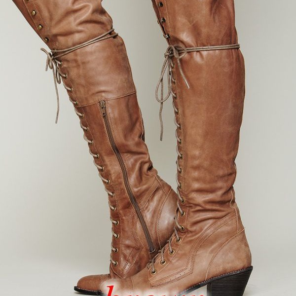 New Womens Over-the-knee Boots With A Round-toe Design foto 3