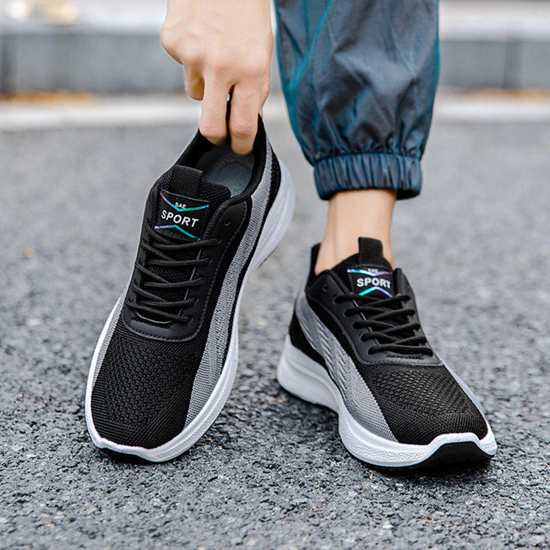 Color-blocked Mesh Sneakers Men Breathable Comfortable Casual Fashion Lace Up Wear-resistant Walking Running Sports Shoes foto 4