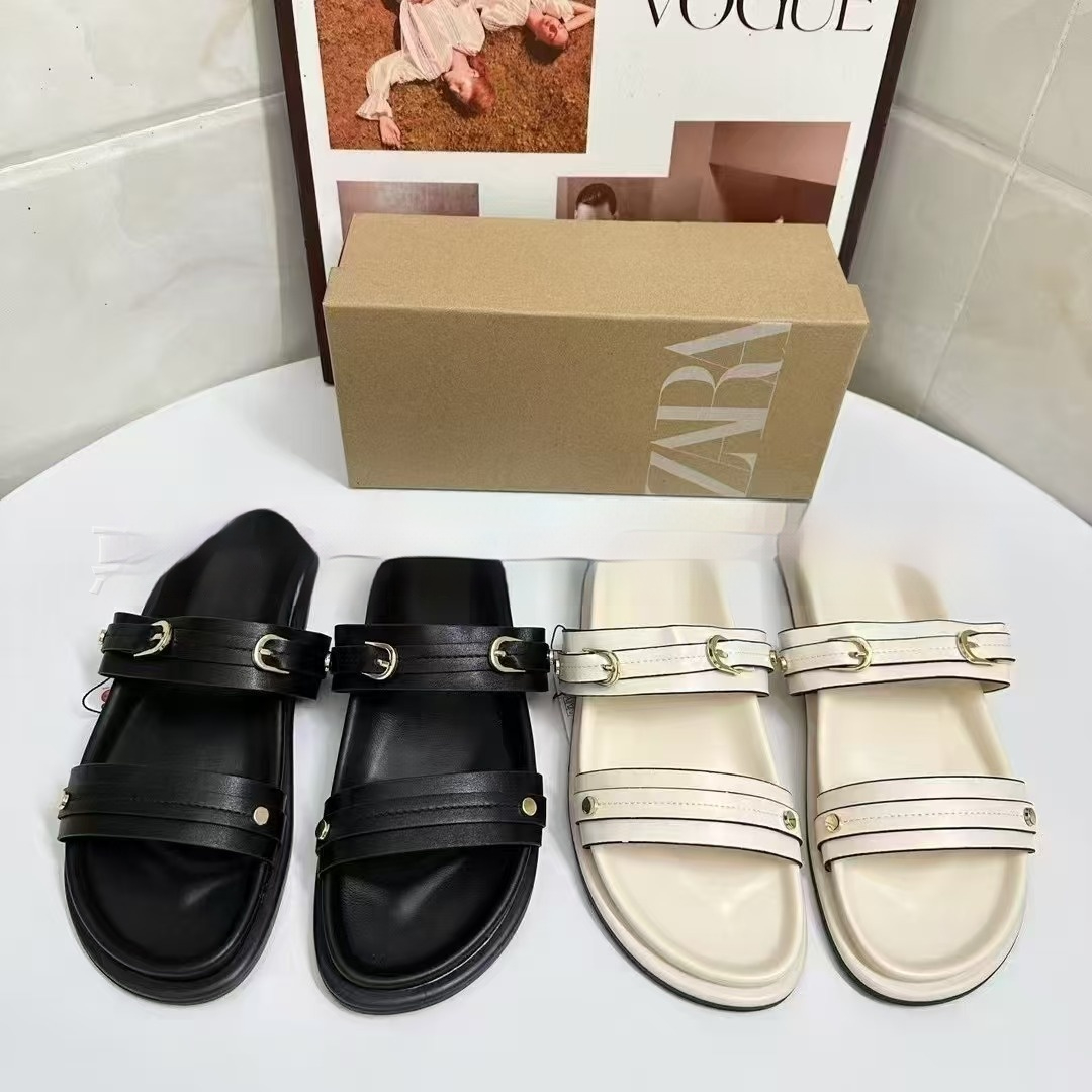 Women's Round-Toe Single-Strap Buckle-Details Fashionable Flat Sandals foto 3