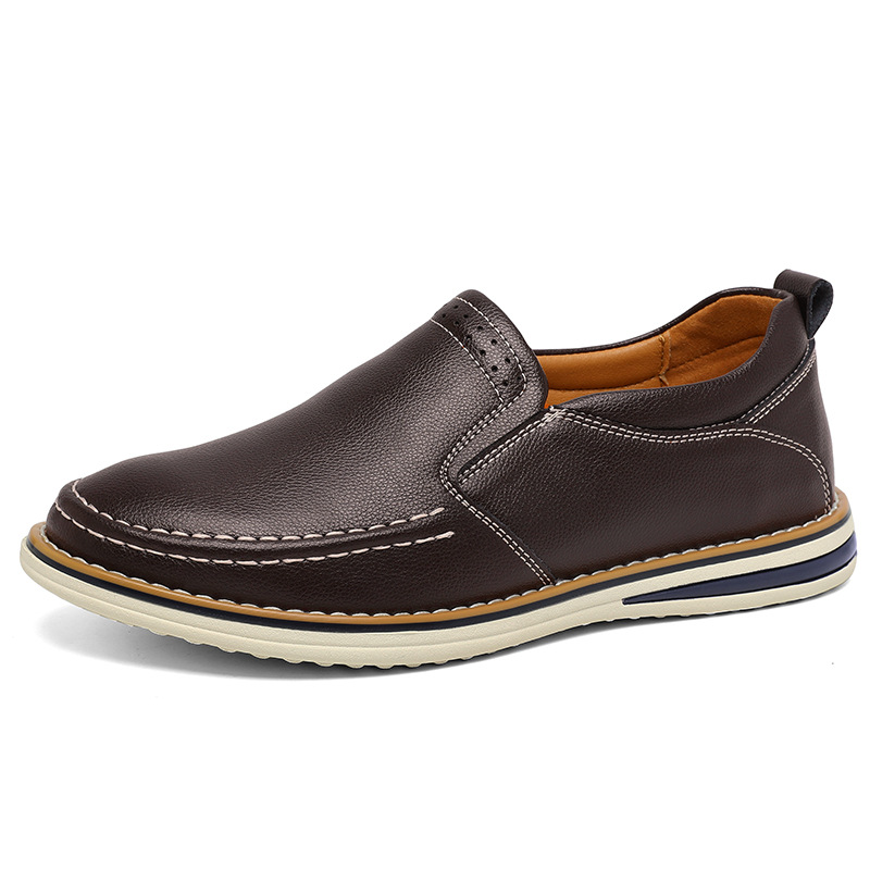 Hand-sewn Casual Leather Slip-on Bean Shoes foto 4