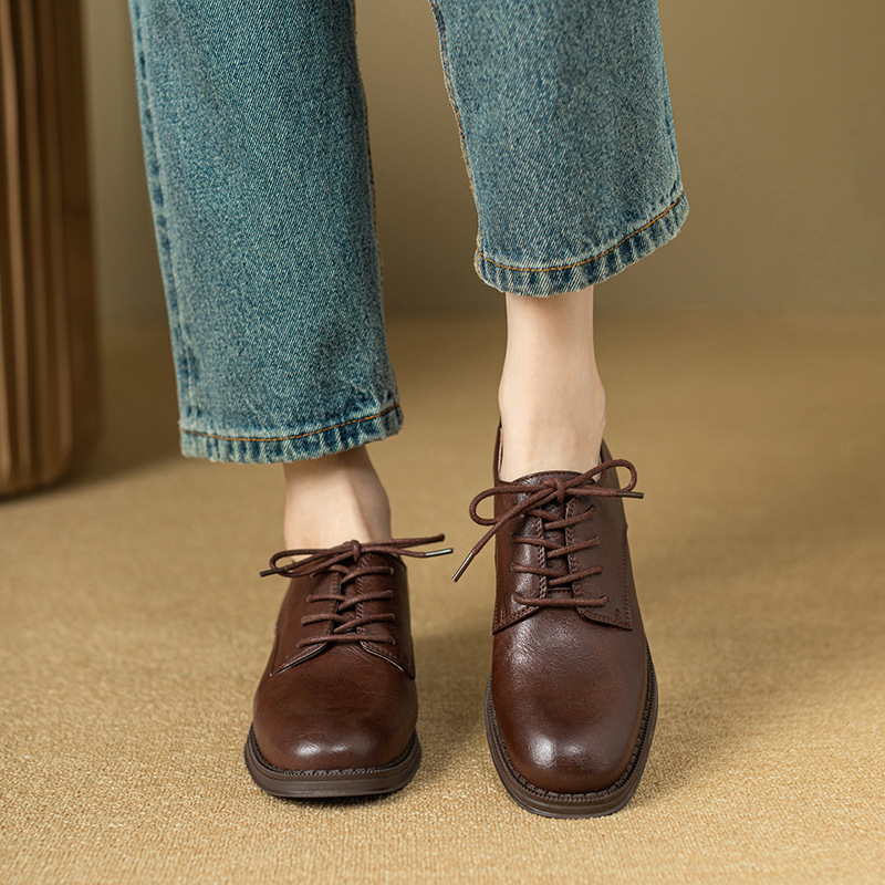New British Style Round Toe Leather Shoes Women foto 5