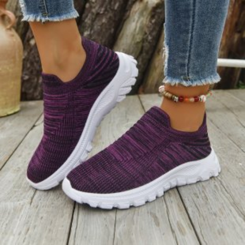 New Mesh Flyknit Low-top Slip-on Sneakers With A Thick Platform Wedge For Women foto 3