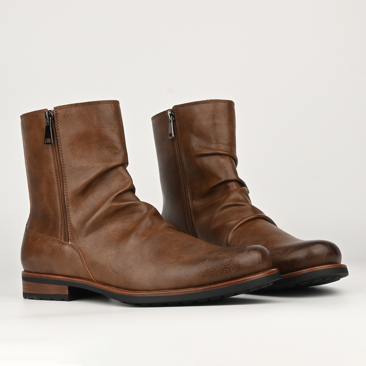 Men's Casual Versatile Solid-color Side-zip Boots foto 4