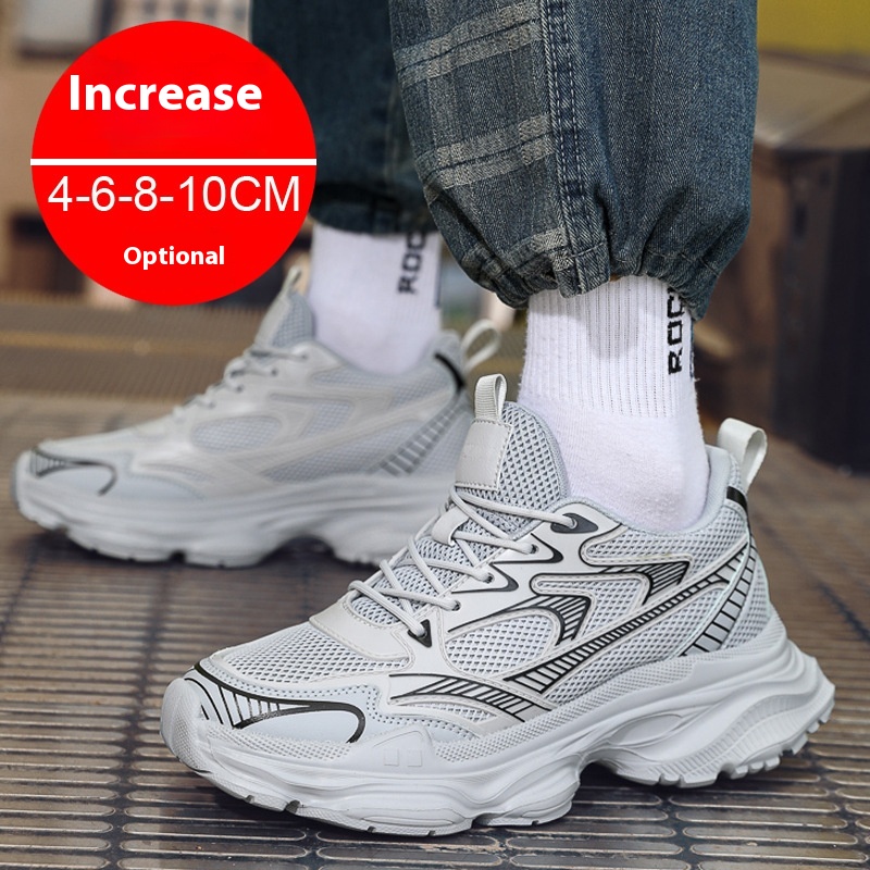 Casual Breathable Clunky Sneakers Platform Height Increasing Shoes foto 3