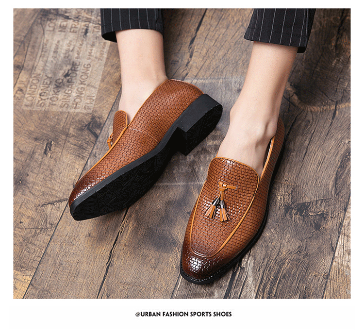 Pointed Men's Slip On Leather Shoes foto 4