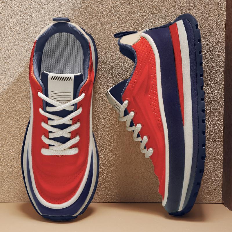Men's Leather Platform Dad Shoes Lightweight Comfort Trend foto 5