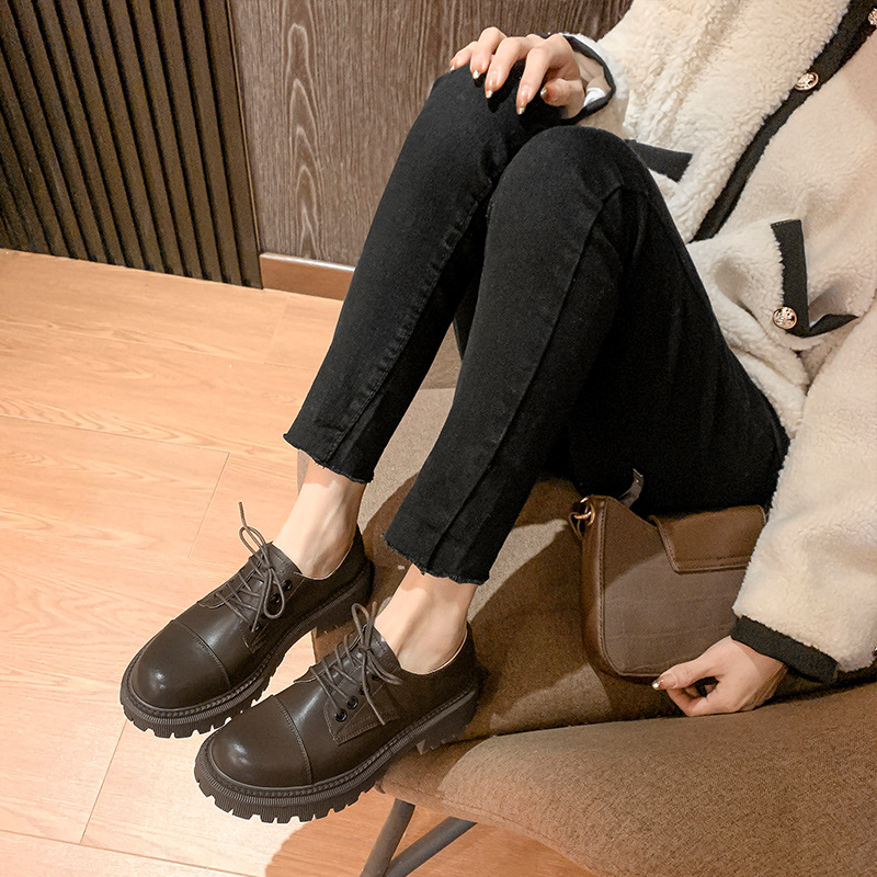 Platform Heel Platform Leather Shoes Women foto 4