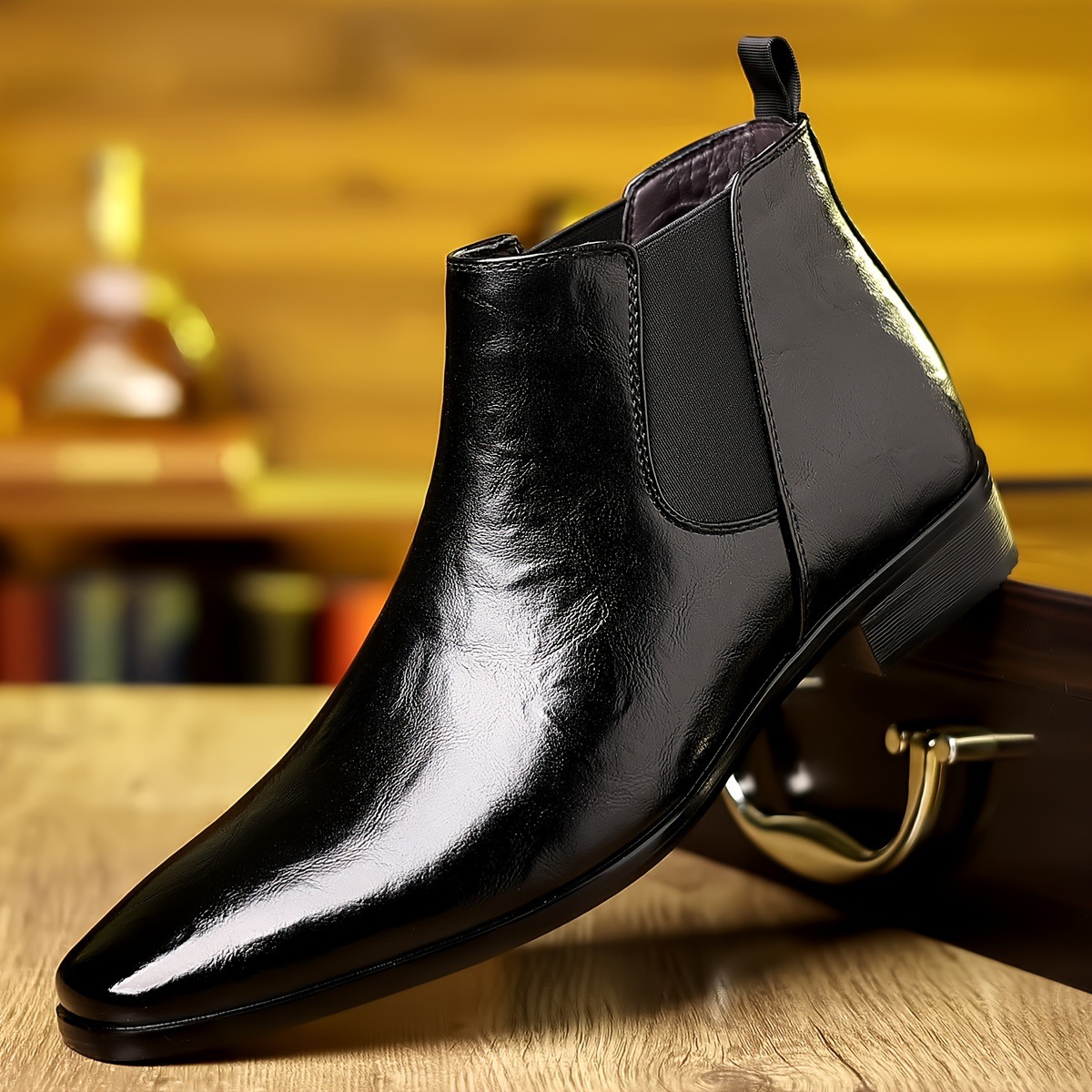 Leather Breathable Lychee Pattern High-top Shoes foto 5
