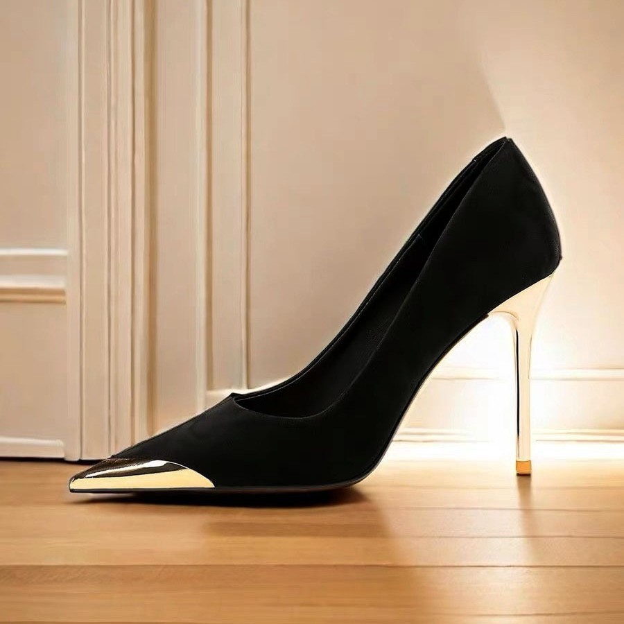 Summer New Socialite Style French Style Metal Pointed Stiletto Heel High Heels For Women foto 3
