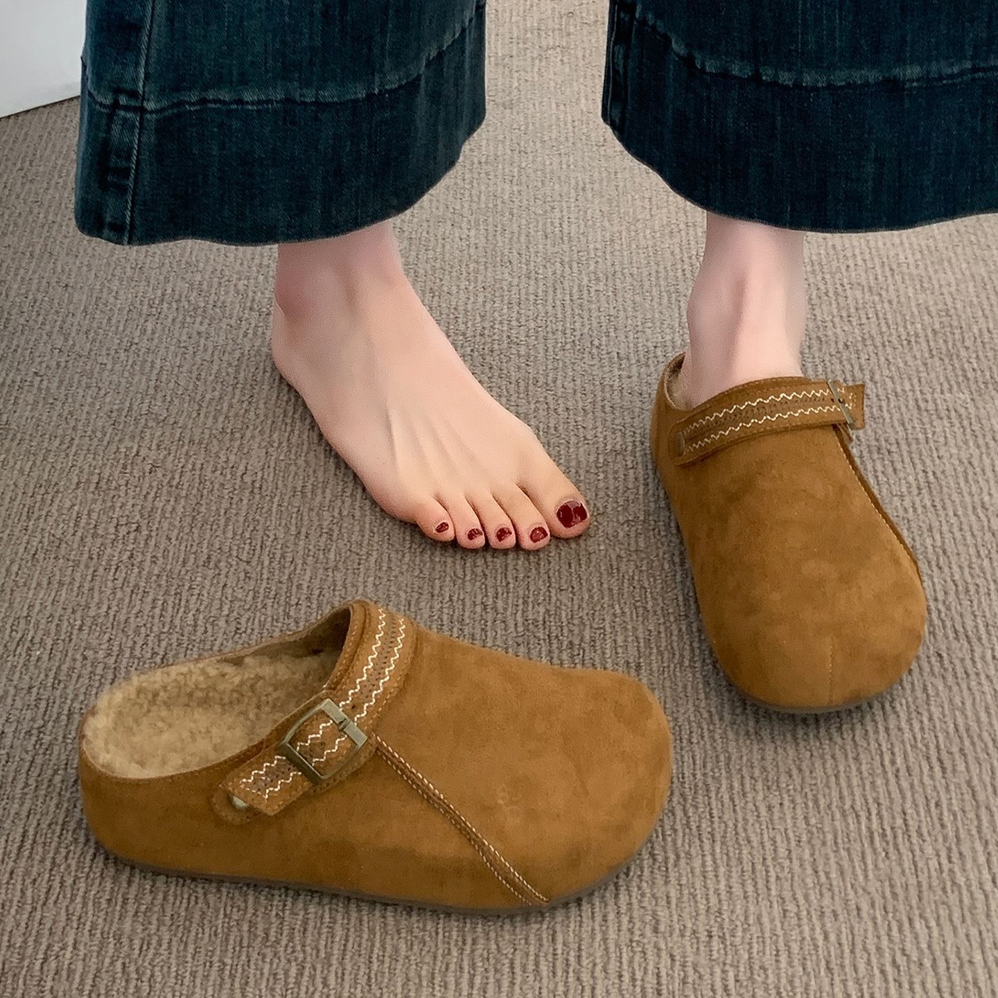 Thick Sole Half Slippers Women's Outer Wear New Autumn And Winter foto 4