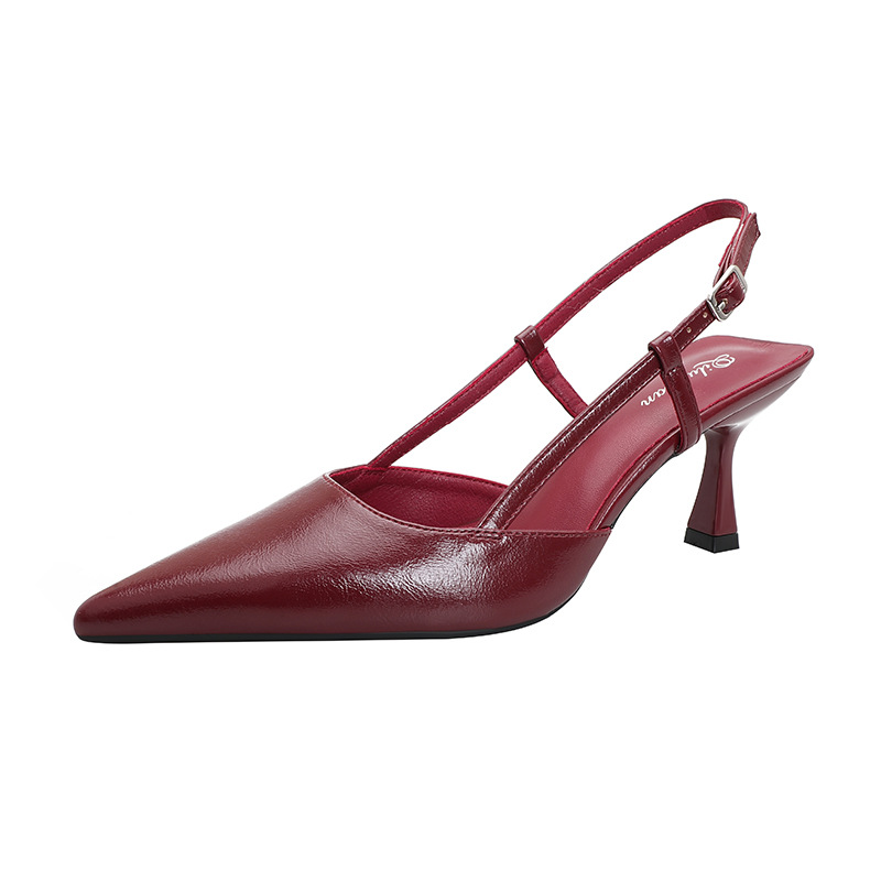 Sexy Wine-red Pointed-toe Sandals foto 5
