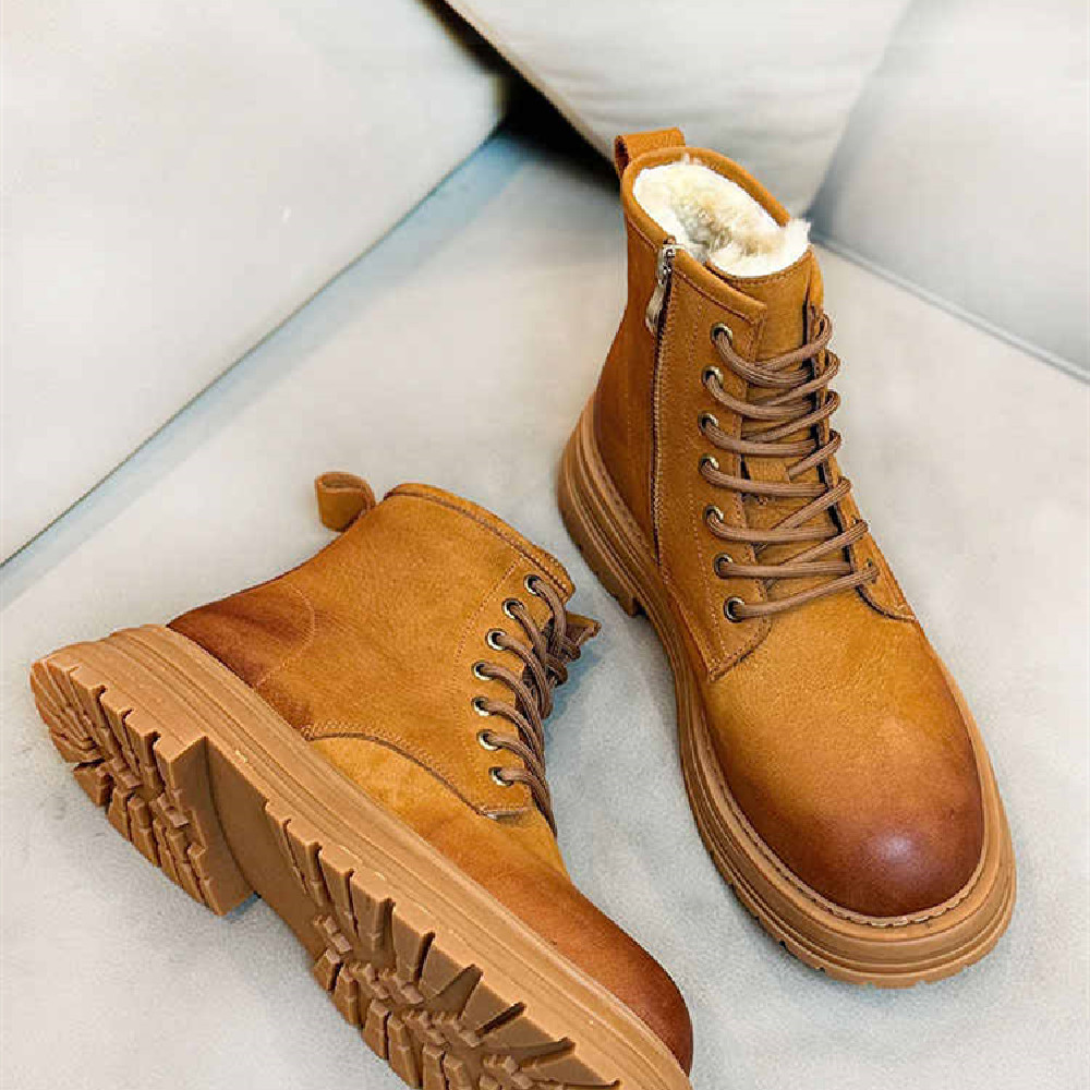 Sheepskin Fur Snow Boots Men's Thick Bottom Non-slip Dr Martens Boots foto 2