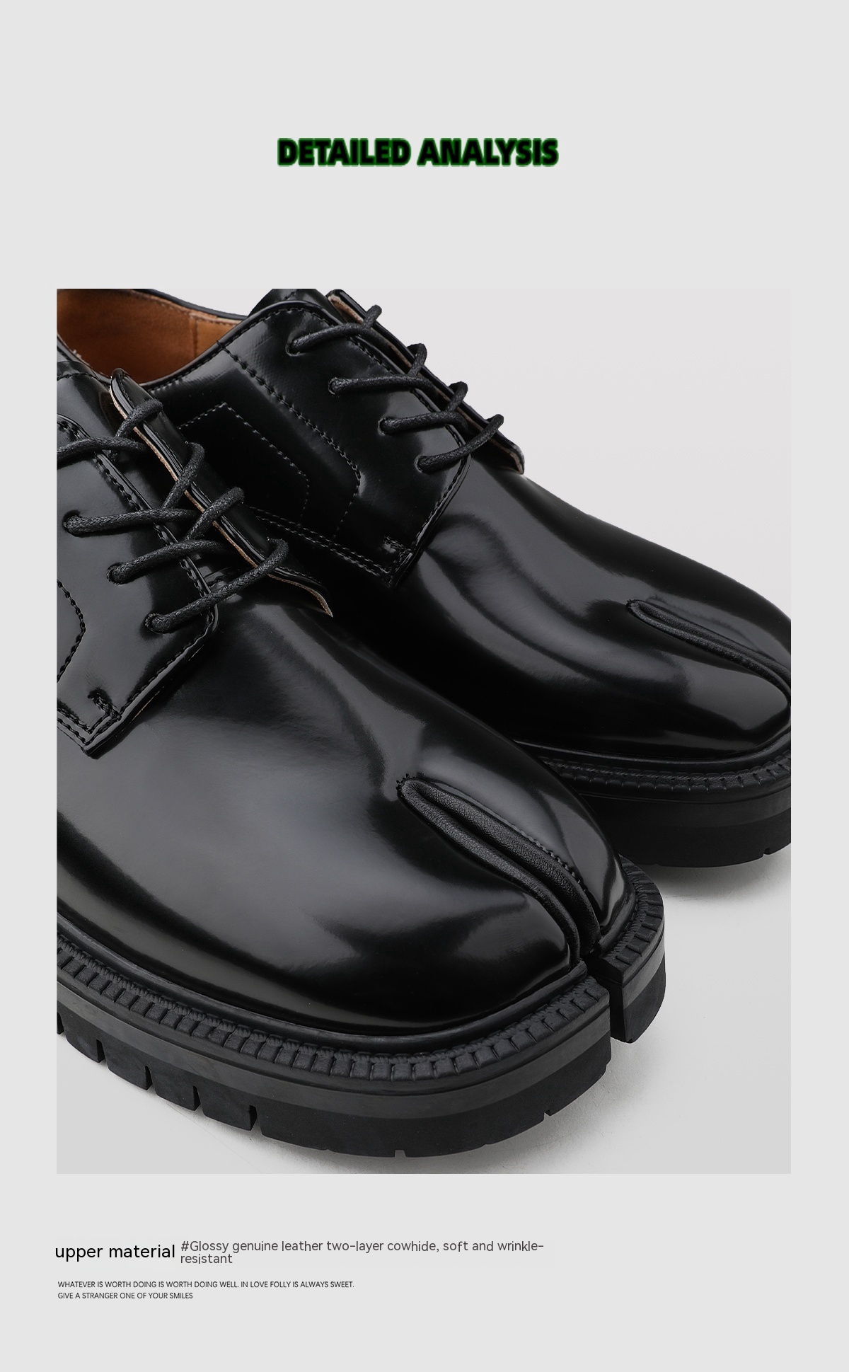 Personalized Low Cut Thick Sole Casual Split Toe Leather Shoes foto 5