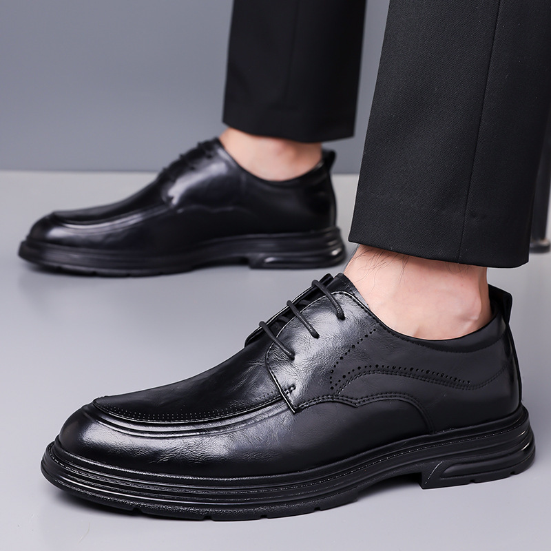 Men's Business Formal Brown Lace-up Leather Shoes foto 3