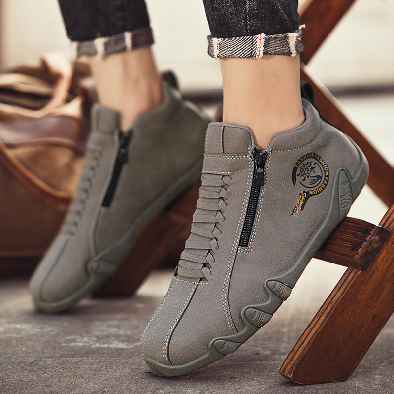 Plus-size Leather Waterproof Low-top And Mid-top Outdoor Sneakers