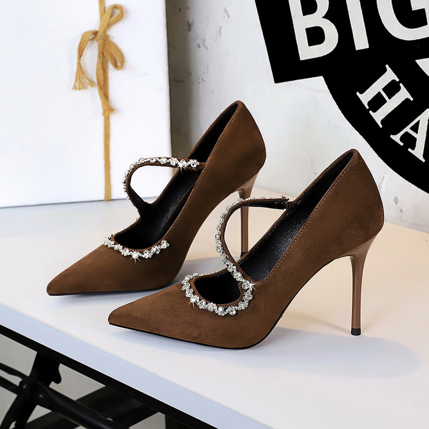 Pointed High Heels Diamond Chain Single Strap Thin Heels foto 4