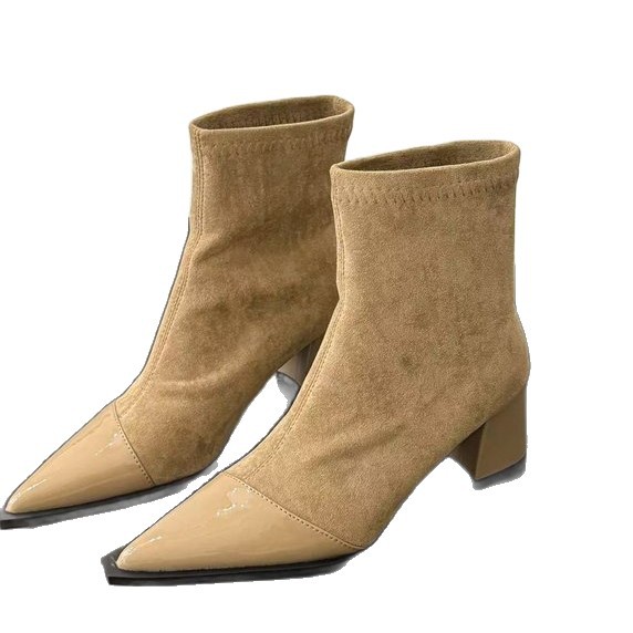 Womens Chunky-heel Skinny High-heeled Boots foto 5