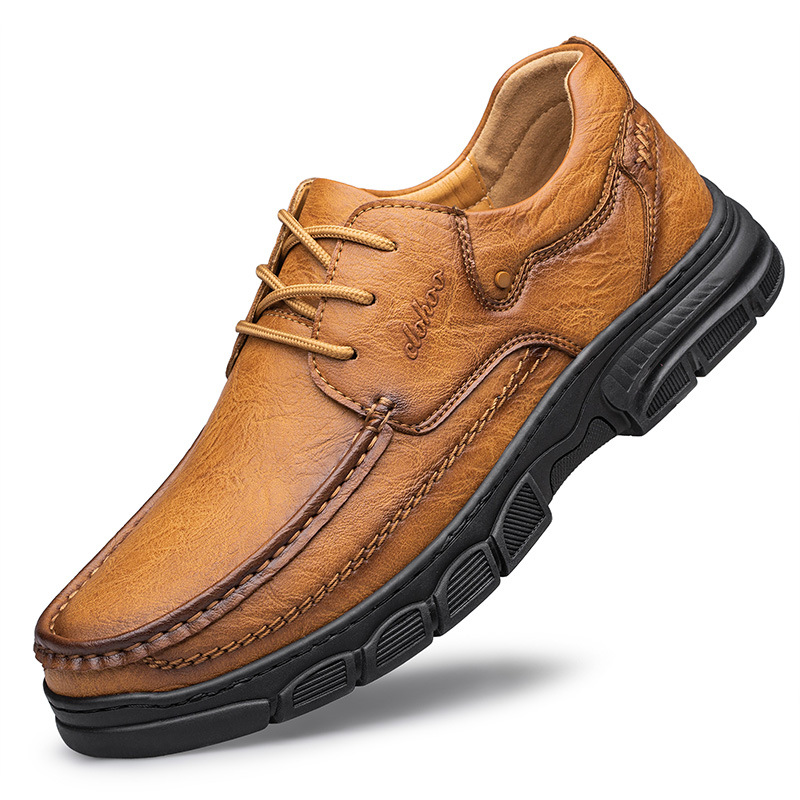 Men's Handmade Shoes Stitching Plus Size Casual Leather Shoes foto 5