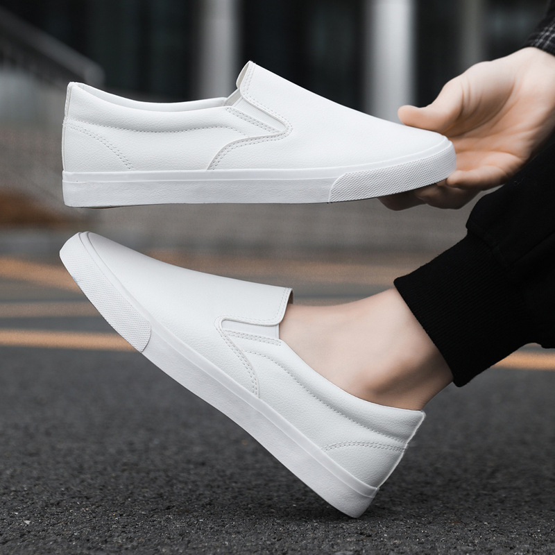 Breathable Flat Casual Sports Leather White Shoes foto 2