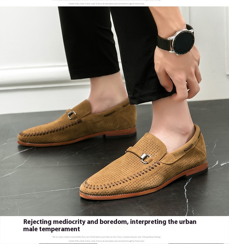 Punching Breathable Slip On Leather Shoes British foto 3
