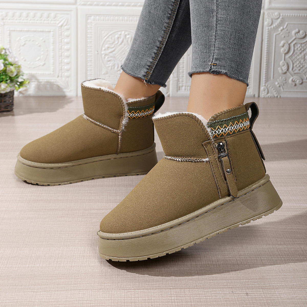 Side Zipper Thick Sole Height Increasing Snow Boots For Women foto 3